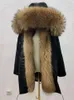 Women's Fur Winter Women 2022 Faux Raccoon Grass Liner Removable Medium Long Coat Big Large Collar Hood Warm Windproof Outwear