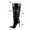 Botas de inverno Warm Women Shoes Moda Moda Prega Super Alto joelho Sexy Stiletto Nariz Ponto Autumn 220901