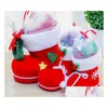 Decorazioni natalizie Borsa regalo natalizia Elf Spirit Candy Boot Scarpe Porta calze Decorazione per feste di Natale Dstring Filler Borse Penna Dhbix