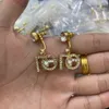 Luxurious Micro Inlays Crystal Diamonds Earring Studs Earrings 18K gold plated D Letter women's Ear Clip Jewelry Gifts DER2 -03
