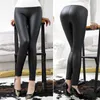 Leggings pour femmes 4XL 5XL grande taille pantalons longs pour femmes automne 2021 taille haute en cuir PU Leggings surdimensionné noir crayon pantalon pour femme Sexy T221020