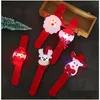 Party Favor Christmas Light Up Slap Bracelet Holiday Favors Led Flashing Wristband Xmas Party Decorations Red Santa Snowman Deer Bea Dhzzg
