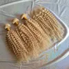 613 Blonde Curly Human Hair Bundles With 5X5 Lace Closure 4 PCS Deal Brazilian Remy Hair