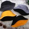 Berets Double-sided Wearing Cap Solid Color Bucket Hat Men Women Cotton Flat Sun Reversible Fisherman Winter Warm