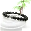 Charm Bracelets 도매 진짜 금 백금도 도금 금속 New Barbell 8mm a grade black onyx stone fitness fashion dumbell bracelets dhphx
