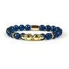 Bracelets De Charme Bijoux De Mode En Gros 8Mm À Facettes Bleu Et Noir Agate Pierre Micro Pave Double Skl Perlé Bracelets Pour Hommes Drop Dhkz9