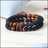 Beaded Designs Summer Chakra Armband Prossist 10st/Lot Lava Stone With Tiger Eye P￤rlor P￤rlade ￤lskare Armband Drop Delivery Jewel DHX3O