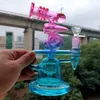 Bongancos de vidro de vidro de cor de arco -￭ris met￡licos Belicador azul queimador de ￳leo rosa Dab Recycler Bubbler para fumar tubo