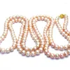 Kettingen Elegant 9-10 mm Round South Sea Gold Pink Pearl Necklac