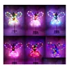 Autres Fournitures De Fête D'événement Fille Led Ailes De Papillon Ensemble Avec Glow Tutu Jupe Fée Baguette Bandeau Princesse Light Up Party Carnaval Dhxe9