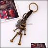 Nyckelringar Punk Moverble Screw Bolt Robot Key Ring Bronze Keychain Bag h￤nger Holder Fashion Jewelry Drop Delivery DHXPA