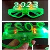 Autres événements Fournitures de fête Décor de fête LED Light Up 2023 Lunettes Glowing Clignotant Lunettes Rave Glow Shutter Shades Lunettes pour DHLF1