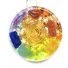 Pendentif Colliers 7 Chakras Rondes Pierres De Cristal Générateur D'orgone Accumulateur D'énergie Orgonite Hex Chakra Collier Unisexe 55KA