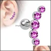 Stud Stainless Steel Diamond Stud Earrings Allergy Pierced Body Jewelry For Women Fashion Gift Drop Delivery Dhpdh