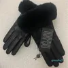 Women039s quality leather gloves and wool touch screen rabbit hair warm sheepskin Five Fingers
