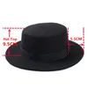 Berets Mistdawn Fashion Women Boater Hat Bowler Sailor Wide Brim Flat Top Caps Blend Размер 56-58 см.