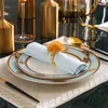 Service d'assiettes De luxe en céramique, petits couverts De dîner européens dorés, vaisselle De service Platos De Cena DL60PZ