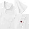 Hommes chemises décontractées hommes chemise coton lin couleur unie simple boutonnage manches courtes Type ample décontracté poches à rabat 2022 hauts d'été vêtements quotidiens W0328