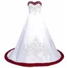 Królewskie niebieskie i białe sukienki ślubne Retro Country Cowgirl kochanie satynowe hafty haftowe koronki koraliki ślubne suknie ślubne