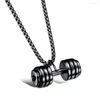 Pendant Necklaces Sports Dumbbell Necklace For Men Boys Stainless Steel Fitness Bodybuilding Hip Hop Jewelry Gift