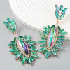 Orecchini pendenti per donna ragazza lusso elegante foglie in metallo gioielli in cristallo Brincos accessori per le orecchie