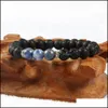 Charm Bracelets Design Fashion Jewelry Wholesale 10Pcs/Lot Mens Beaded Bracelet Black Lava Stone Stretch Yoga Bracelets Drop Delivery Dh7Pq