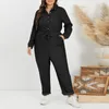 Pantalon VONDA femmes Denim combinaison décontracté à manches longues revers boutonné combishorts automne Pantalon ample bureau salopette grande taille