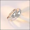 Cluster Rings Square Heart Diamond Cluster Rings Sier ￖppna justerbart par engagemang Vigselring f￶r Wome Men Fashion Jewelry Dr Dhfxo