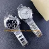 2 Style Automatic Chronograph Watches Men's 40mm Black Dial White Ultra Thin 904L Steel Bracelet Clean Sapphire Glass Cal.4130 Movement Chrono Watch