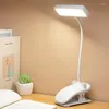 Lâmpadas de mesa Lâmpada recarregável USB com cama de clipe Reading Book Night Light LED Desk Eye ProtectionPen Suporte