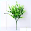 装飾的な花の花輪装飾的な花24パック人工緑の屋外植物プラスチック箱の木の低木茎ホームファームDHRCJ