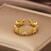 Mode papillon anneaux brillant cubique zircone feuilles géométrique réglable bague filles minimaliste délicat bijoux cadeaux