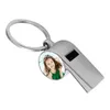 Sublimation blanc sifflet porte-clés faveur en alliage de Zinc bricolage nom porte-clés Double face transfert de chaleur revêtement pendentif ss1117