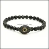 Braccialetti con ciondoli all'ingrosso 10 pezzi / lotto 6mm perline di pietra di onice nero sfaccettato naturale con braccialetti di perline turchi Lucky Eye Cz Drop Deliver Dh1Nw