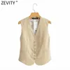 Kamizelki damskie Zevity Fashion Modna JEDNO JAKIE BIEŻEŃ SŁOMOWANA KAŻDEK KUSZPA Ladies Business Casual Caistcoat Chic Tops CT707 221117