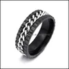 Band Rings Stainless Steel Spin Chain Ring Lucky Rotate Band Rings Wedding Men Women Fashion Jewelry Drop Delivery Dhh4S