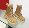 Women Onkle Boots Platform أسافين Martin Boot Combat Booties مصمم فاخر للأزياء الجلدية جولة Tee Lace Up Runway Autumn Winte8310270