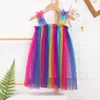 Robes de fille en bas âge robe de bébé Boho lin Tutu à volants bretelles voile maille princesse mariage fête d'anniversaire