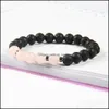 Urok bransoletki biżuteria czarne lawowe kamienne koraliki z różowymi kryształowymi bransoletami hurtowymi dla męskich i damskich prezentów dostawa dhitr