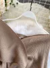 Malhas femininas tees feminino estilo coreano cross vneck puff sleeve cintura curta e elástica de saia plissada alta tricô duas peças d040 221117