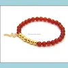 Bracelets de charme hommes femmes bijoux en gros de 6 mm de pierre d'agate rouge micro incrustation zircon bracelets net fade drop livsing dhml6
