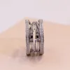 S925 gümüş yüzük Bulgar tasarımcı yüzük titanyum çelik 18k gül altın takı anahtarlık taşları tasarım çift aşk yüzükleri elmas ile içi boş kadın erkek düğün hediyesi