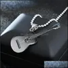 Pendentif Colliers En Acier Inoxydable Musique Guitare Pendentif Collier Femmes Hommes Colliers Noir Or Hip Hop Mode Bijoux Cadeau Drop De Dh4Z7