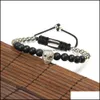 Braccialetti con ciondoli Gioielli di moda all'ingrosso 10 pezzi / lotto 6 mm pietra opaca perline in ottone Clear Cz Eye Male Skl Rame Bracciali Mens Bracciale D Dhdig