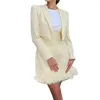 ワークドレス2ピースセット女性服装コートスカートスカート長袖2ピースポリエステルレディースブレストラップトップAラインのオフィス