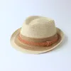 Bérets Foux formel chapeau paille été printemps femmes hommes enfants parentalité couleur correspondant bande plage ombre visière Style britannique mode