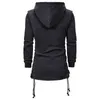 Mens Hoodies Sweatshirts Streetwear Fashion Hooded Loose Coat Zipper with Side Lashing Crossed Plus Size Sweatshirt 221117