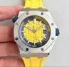 Meerdere stijlen mannen kijken automatische beweging Wit geel oranje blauwe zwarte wijzerplaat 42 mm rubberen band mechanische heren horloges