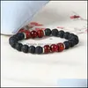 Beaded Designs Summer Chakra Armband Prossist 10st/Lot Lava Stone With Tiger Eye P￤rlor P￤rlade ￤lskare Armband Drop Delivery Jewel DHX3O