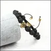 Bransoletki uroku biżuteria ailatu hurtowa 10pcs/partia 8 mm naturalny kamień lawowy z mikro preporną czarne czczy